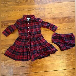 Ralph Lauren Baby Red Black Plaid Outfit Set Top & Bloomers Size 9M
